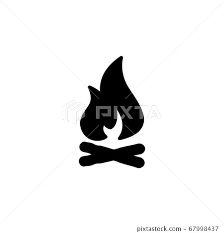 campfire with firewood icon. Simple sign, logo. fireWood in fire. Bonfire. Camp fireplace 67998437