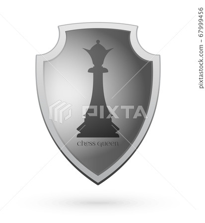Chess queen on a shield. Chess concept design 67999456