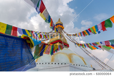 Boudhanath Stupa and prayer flags in Kathmandu 68000064