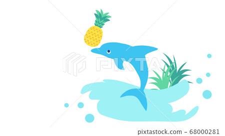 Dolphin and pineapple icon illustration - Stock Illustration [68000281 ...