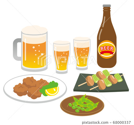 Illustration Set Of Beer And Snacks White Stock Illustration