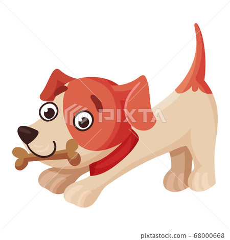 Jack Russell Terrier Character Stretching with Bone in Its Mouth and Wriggling Tail Vector Illustration Jack Russell Terrier Character Stretching with Bone in Its Mouth and Wriggling Tail Vector Illustration 68000668