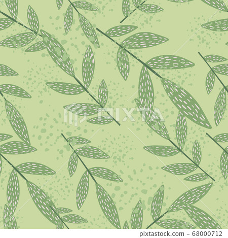 Herbal pattern in green tones with dashes 68000712
