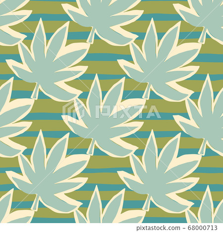 Pastel blue cannabis leaves on seamless pattern. Pastel blue cannabis leaves on seamless pattern. 68000713