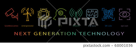 下一代技術霓虹色線圖標 下一代技術霓虹色線圖標 68001036