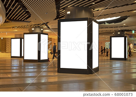 Underground shopping mall department store screen advertising mockup background 68001073