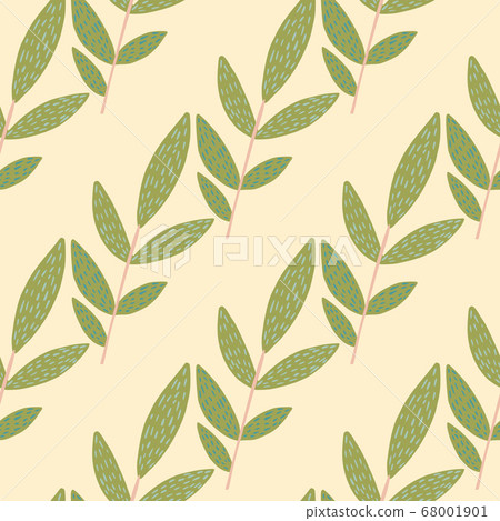 Doodle herbal twigs with dashes on light Doodle herbal twigs with dashes on light 68001901