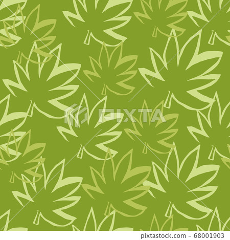 Random seamless pattern with green hemp leaves and Random seamless pattern with green hemp leaves and 68001903