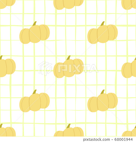 Light seamless pattern with pumpkin doodles. White Light seamless pattern with pumpkin doodles. White 68001944