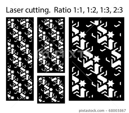 Laser pattern. Set of decorative vector panels for laser cutting. Template for interior partition in arabesque style. Vector laser patterns Laser pattern. Set of decorative vector panels for laser cutting. Template for interior partition in arabesque style. Vector laser patterns 68003867