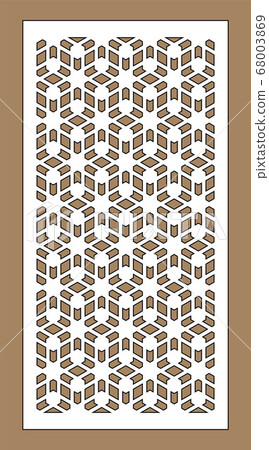Arabic islamic decorative wall, screen, panel pattern with stars. Vector template kit. Set of decorative vector panels for laser cutting. Template for interior partition in arabesque style 68003869