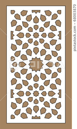 Arabic islamic decorative wall, screen, panel pattern with stars. Vector template kit. Set of decorative vector panels for laser cutting. Template for interior partition in arabesque style Arabic islamic decorative wall, screen, panel pattern with stars. Vector template kit. Set of decorative vector panels for laser cutting. Template for interior partition in arabesque style 68003870
