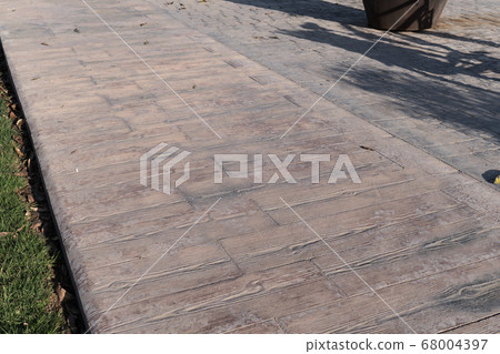 stamped concrete pavement outdoor, Wooden slats pattern, flooring exterior stamped concrete pavement outdoor, Wooden slats pattern, flooring exterior 68004397