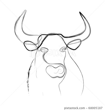 Head of bull Silhouette full face, drawn with one line. 68005187