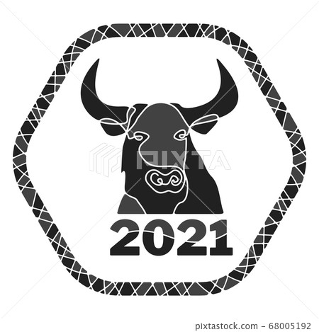 Head of bull Silhouette full face, drawn with one line. 68005192