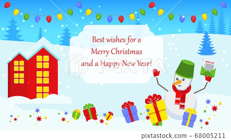 Bright Christmas card with characters for holiday decorations. 68005211