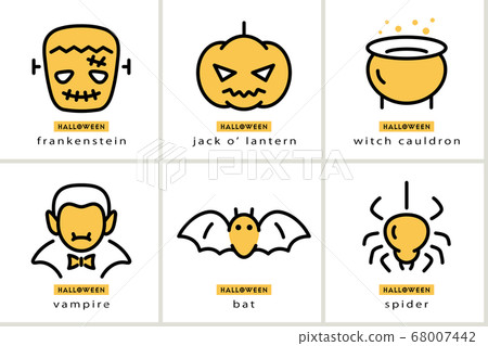 萬聖節線描圖標集 68007442