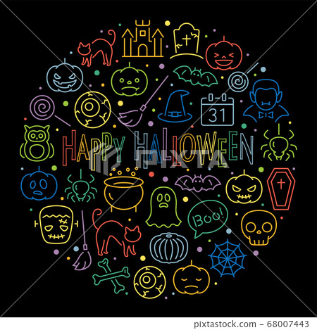 Happy Halloween neon color line icon 68007443