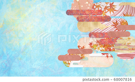 Background illustration that feels the texture of Japanese paper-autumn and autumn leaves material 68007816