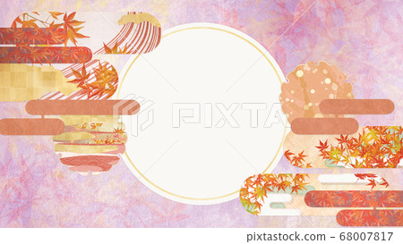 Background illustration that feels the texture of Japanese paper-autumn and autumn leaves material 68007817