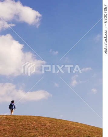 Children walking in the meadow 68007867