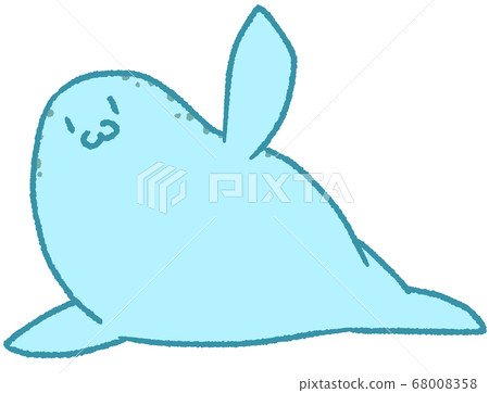 Pastel seal (light blue) raising hands Pastel seal (light blue) raising hands 68008358