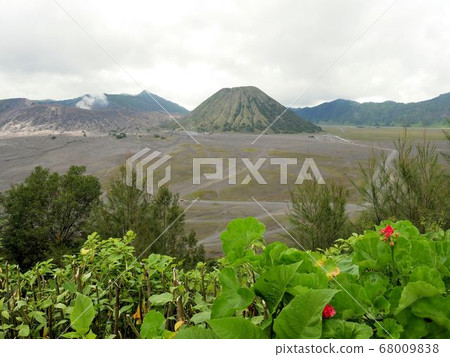 Tourist resource of Java, Indonesia Caldera of Mount Bromo seen from the hill 68009838