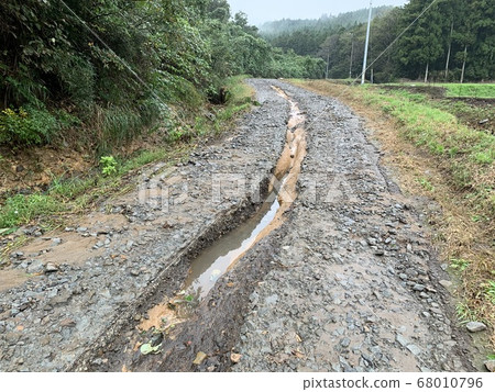 Farm road damage caused by typhoon 19 Farm road damage caused by typhoon 19 68010796