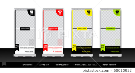 Restaurant fast food roll up banner design 68010932