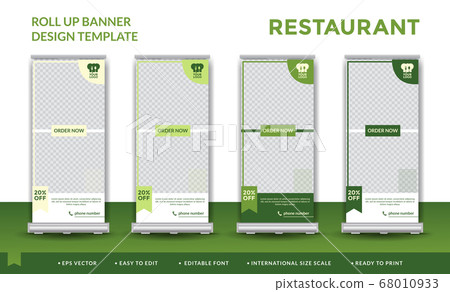 Green restaurant roll up design template Green restaurant roll up design template 68010933