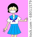穿面具的製服的女孩 68011579