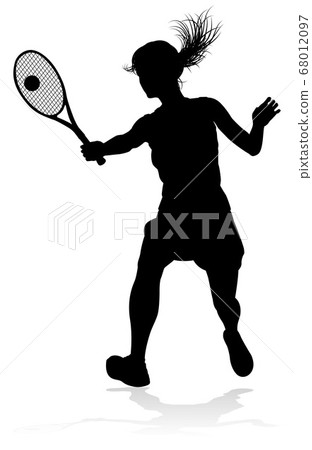 Tennis Player Woman Sports Person Silhouette 68012097