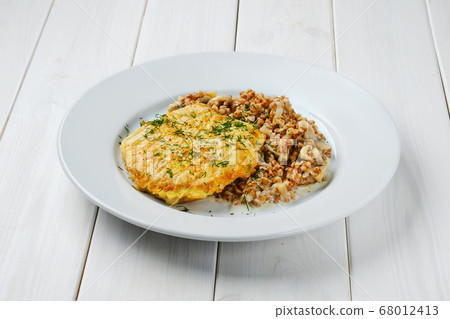 Chicken cutlet with buckwheat and mushrooms Chicken cutlet with buckwheat and mushrooms 68012413