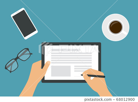 Flat design illustration of the hands of a man or 68012900