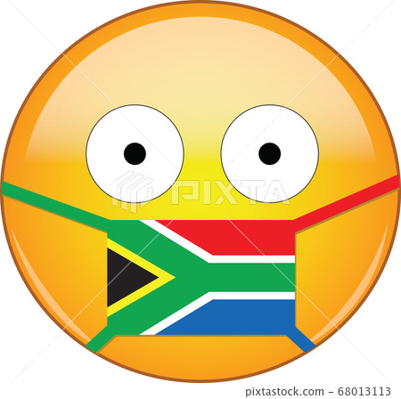 Yellow scared emoji in South African medical mask 68013113