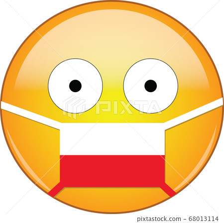 Yellow scared emoji in Polish medical mask 68013114