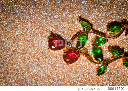 Earrings with red and green zircons Earrings with red and green zircons 68013501