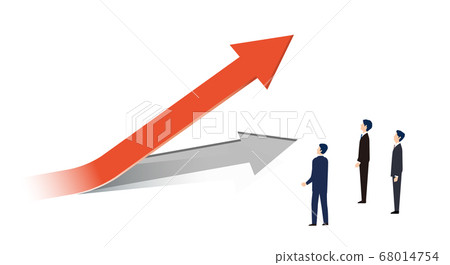 商務人士抬頭看著上升的箭頭 68014754