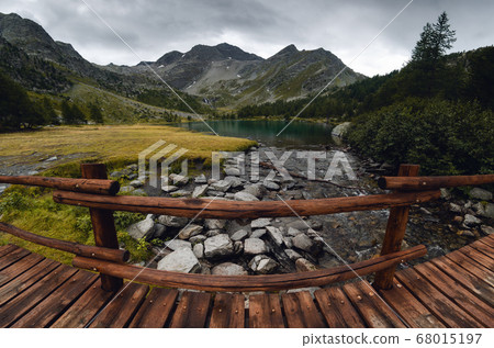 the Lac Arpy, alpine lake near the Mont Blanc 68015197