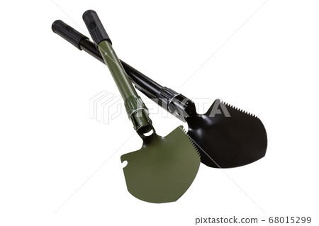 two sapper shovels on a white background, green 68015299
