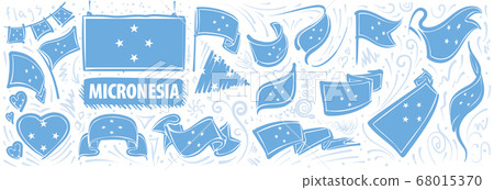 Vector set of the national flag of Federated States Micronesia 68015370