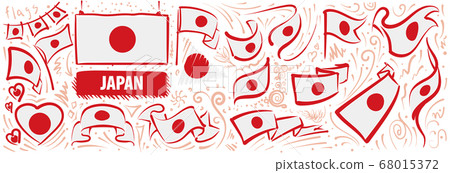 Vector set of the national flag of Japan in various creative designs 68015372