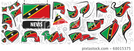 Vector set of the national flag of Saint Kitts and Nevis 68015375