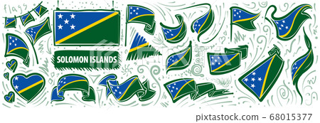 Vector set of the national flag of Solomon Islands in various creative designs 68015377