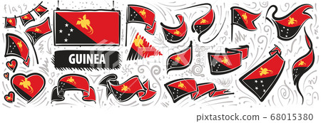 Vector set of the national flag of Papua New Guinea in various creative designs 68015380