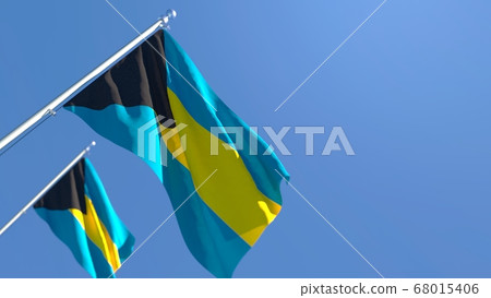 3D rendering of the national flag of Bahama islands waving in the wind 3D rendering of the national flag of Bahama islands waving in the wind 68015406