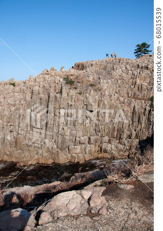 Tojinbo cliffs with blue sky on sunny day. Fukui, 68015539