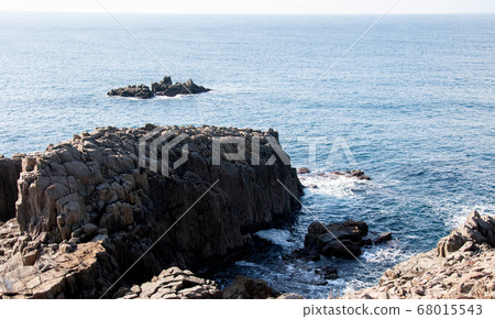 Tojinbo cliffs with blue sky on sunny day. Fukui, Tojinbo cliffs with blue sky on sunny day. Fukui, 68015543