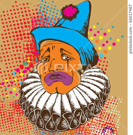 Design of sad clown. Avialib for t-short, bag, poster Design of sad clown. Avialib for t-short, bag, poster 68017467