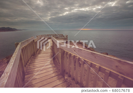 Boardwalk in New Zealand coast 68017678